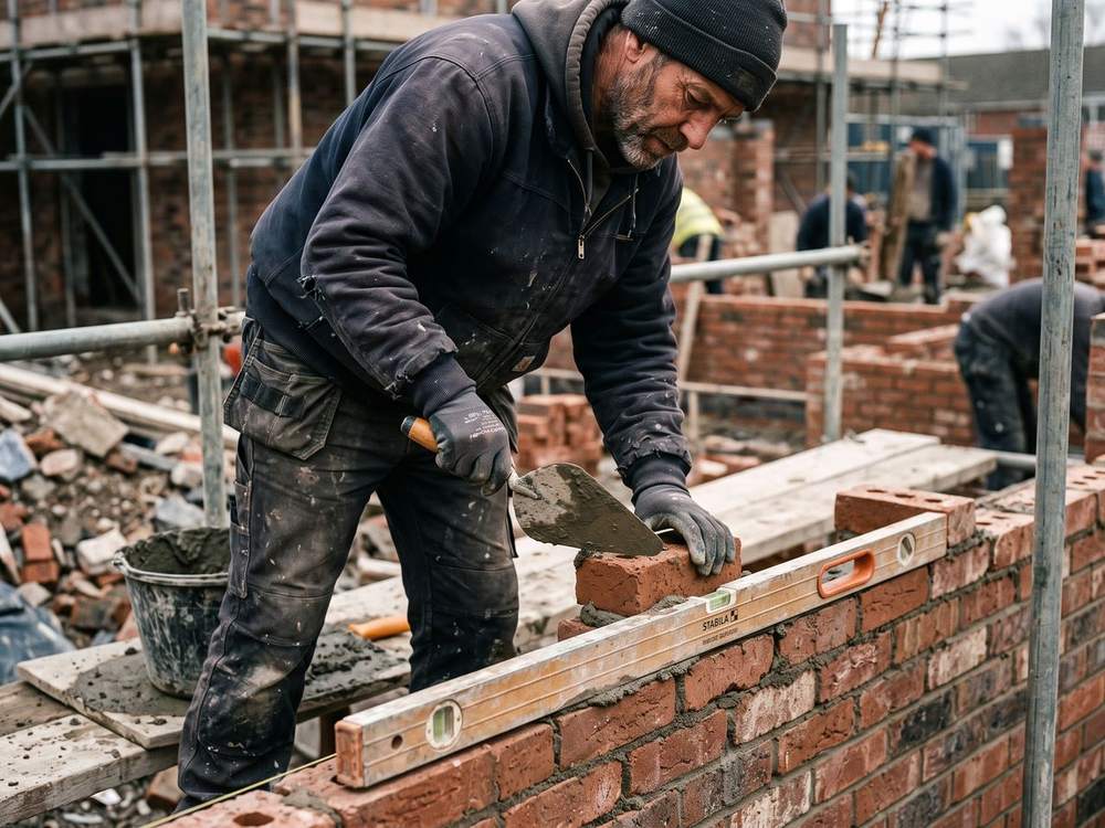 A bricklayers at work