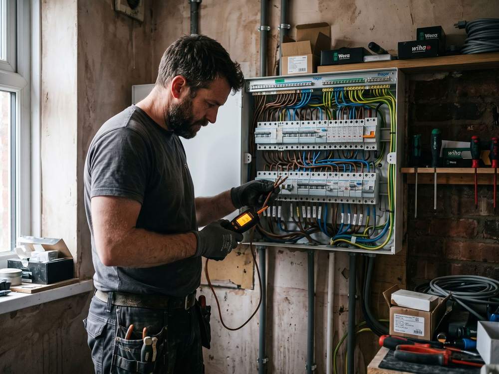 A electricians at work