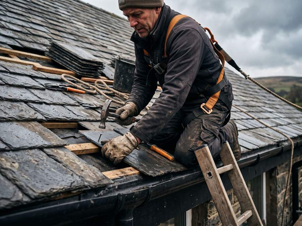 A roofers at work